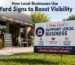 Custom yard signs helping local businesses increase visibility in a neighborhood.