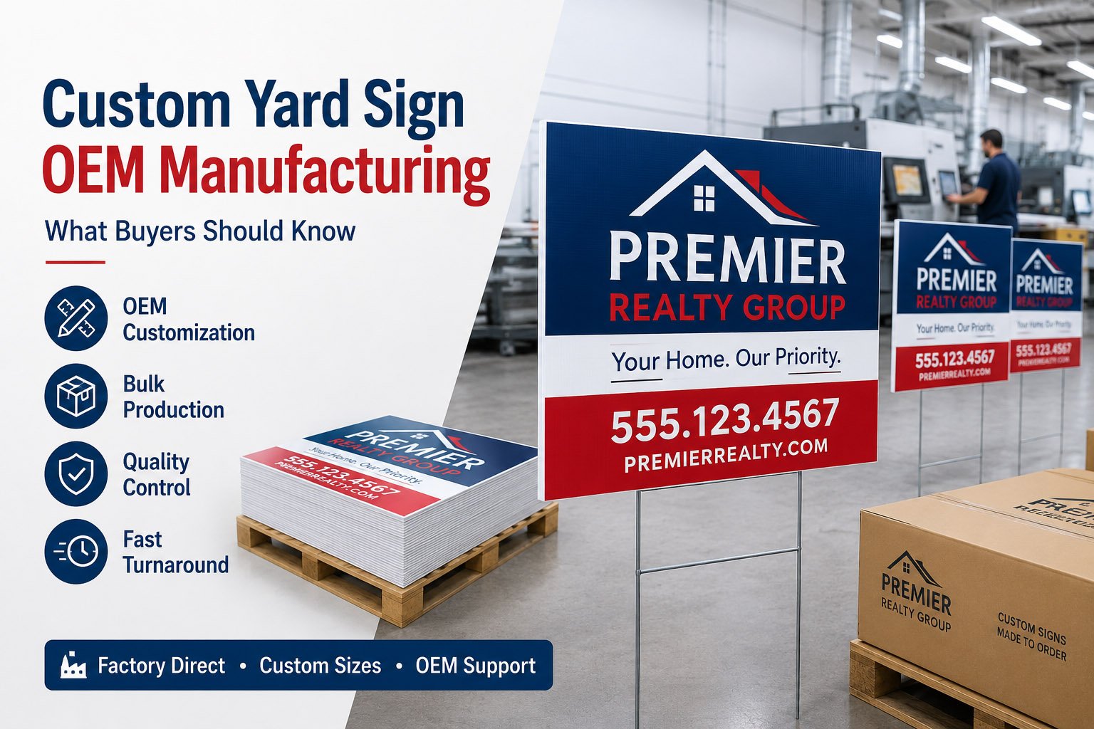 yard sign OEM factory producing bulk custom printed corrugated plastic signs