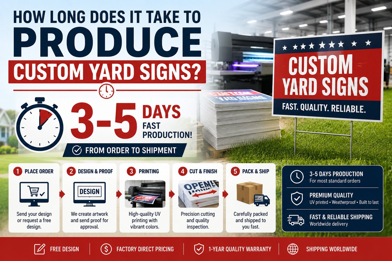 custom yard sign production timeline for bulk coroplast sign orders