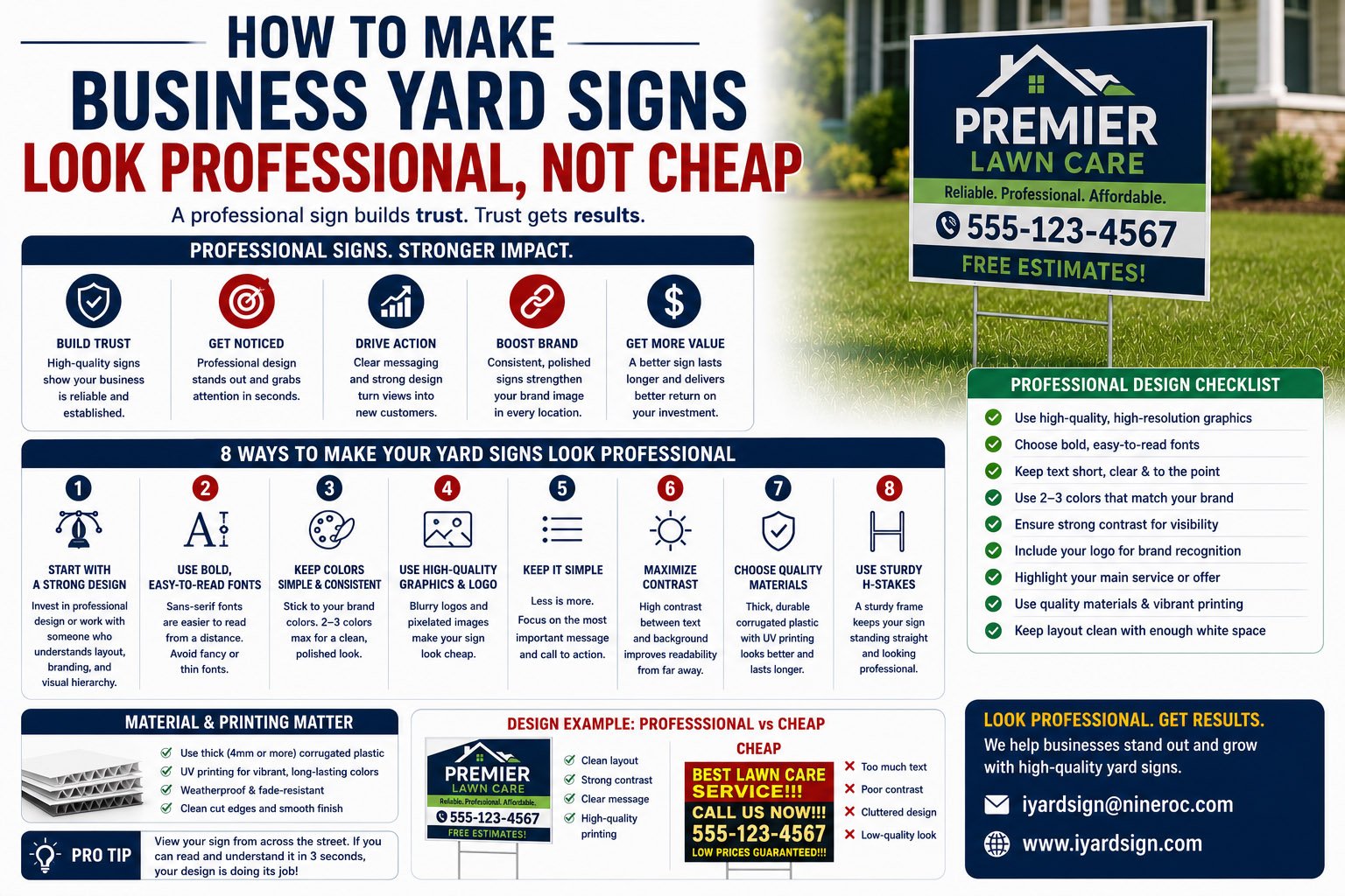 professional business yard sign design for local service companies