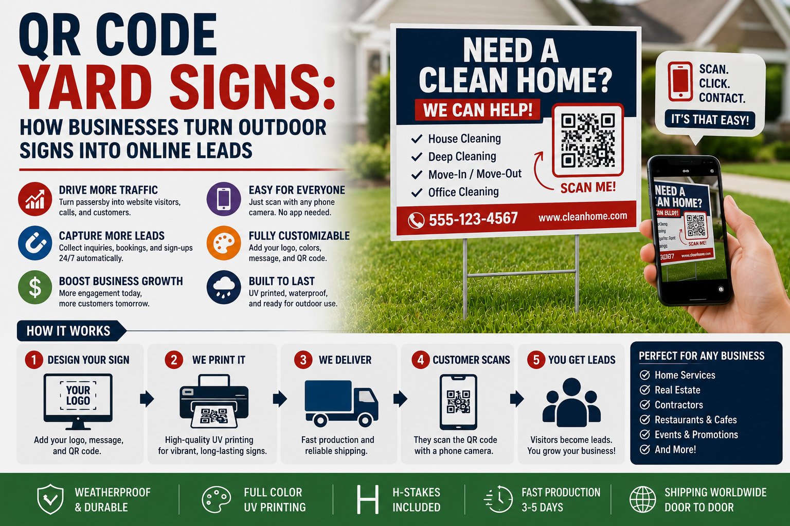 custom QR code yard signs for local business lead generation