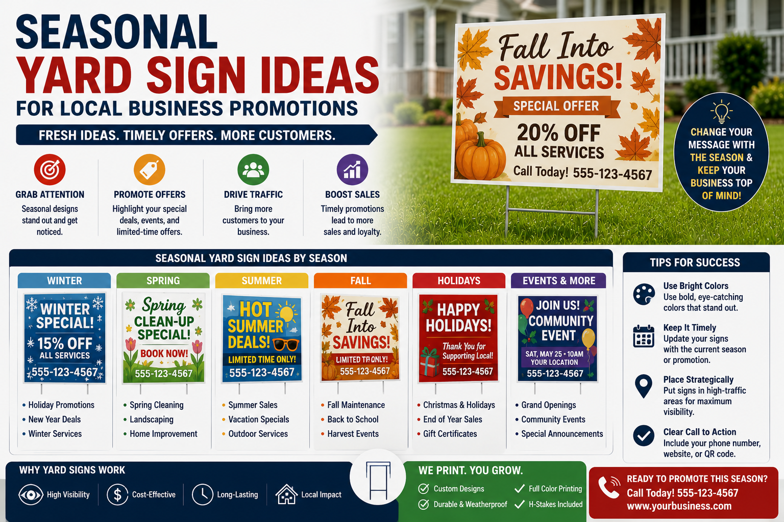seasonal yard signs for local business promotions and service campaigns