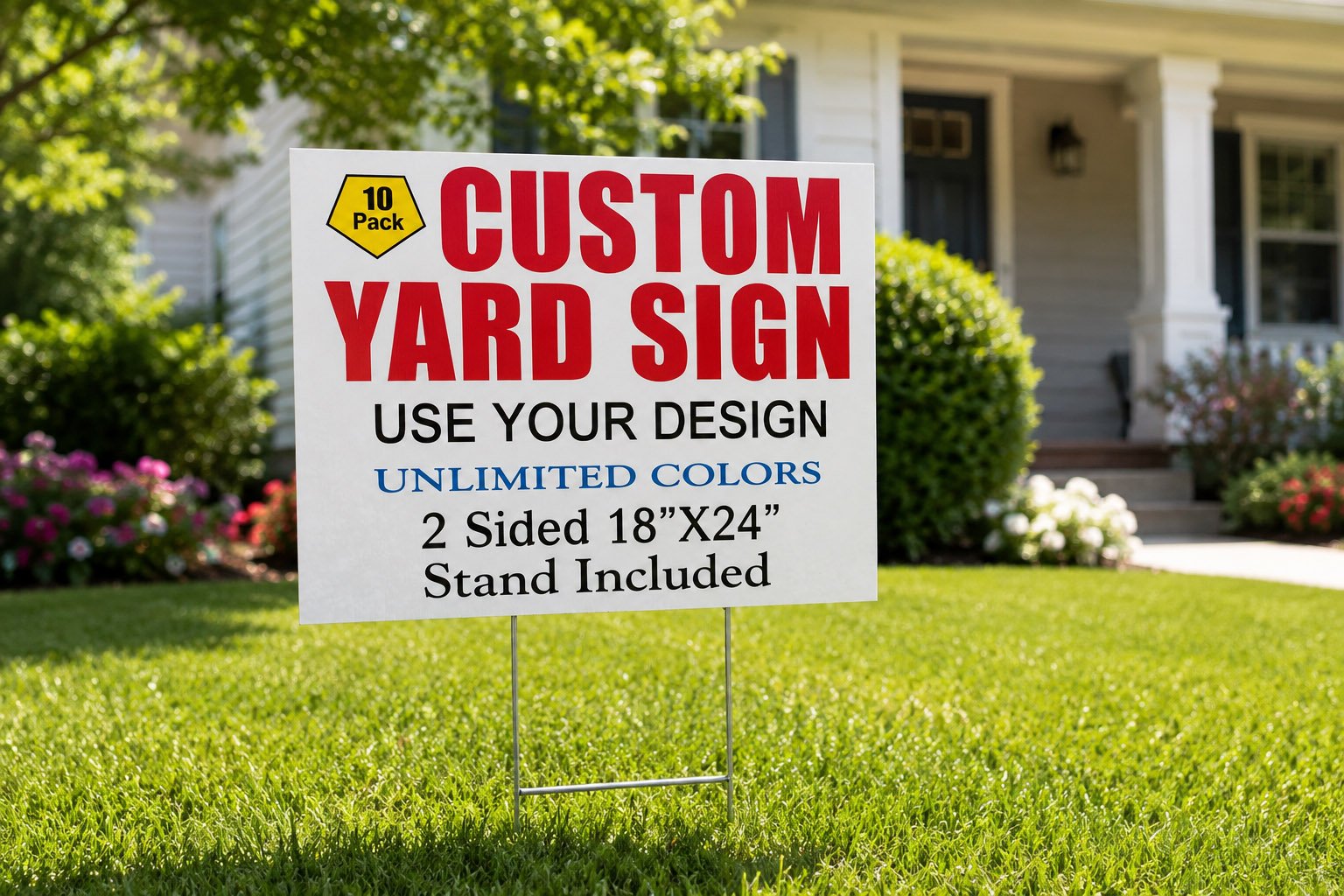 wholesale 18x24 yard signs with H-stakes packed for bulk buyers