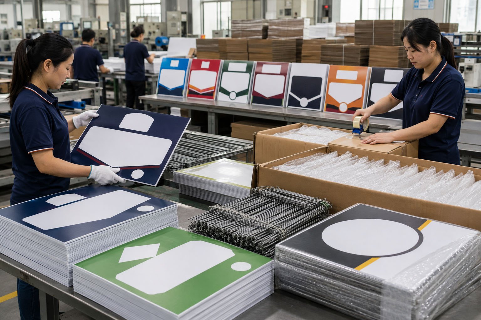Private-label custom yard signs prepared by the iYardSign China factory for a B2B customer